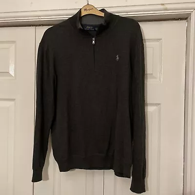 Mens Polo Ralph Lauren Grey 1/4 Zip Cotton Jumper Size XL 100% Authentic RRP£230 • £21