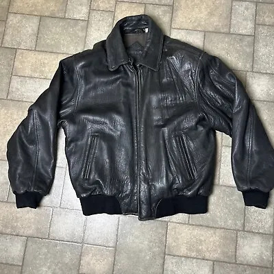 Roundtree And Yorke Genuine Lamb Skin Leather Jacket Men’s Large Black • $55