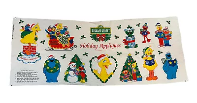 Jim Henson Sesame Street Elmo Cookie Monster Holiday Appliques Fabric 45X17 • $10.80