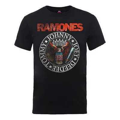 The Ramones Vintage Eagle Seal Black Loose T-Shirt - Rock Merch • £12.95