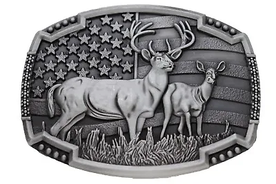 Men Silver Color Metal Belt Buckle Deer Nature Hunter Western Fashion Accessory • $17.95