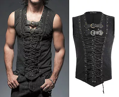 Punk Rave T-Shirt Mens Top Steampunk Gothic Visual Kei Vest Sleeveless Tank T421 • $46