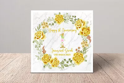 £2.89 • Buy Personalised First 1st Paper Wedding Anniversary Card Husband Wife Friend Son