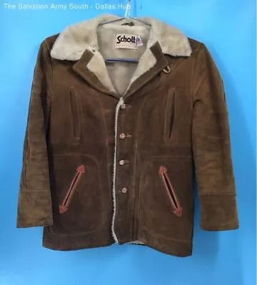 SCHOTT Vintage Rancher Coat Men's Brown Cowhide Leather Size 44. • $34