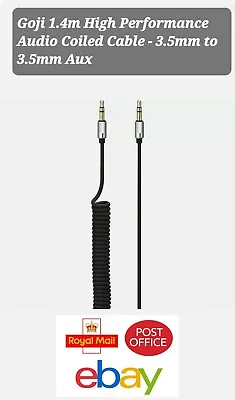  1.4m High Performance Audio Coiled Cable - 3.5mm To 3.5mm Aux New . • £3.99