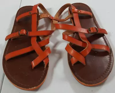 Mossimo  Sandals Womens 5.5 Orange Brown Strappy Flat  Man Made Leather • $9.99