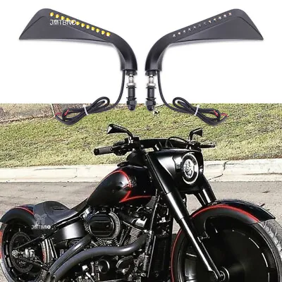 Pair Black Motorcycle Mirrors W/ LED Turn Signals For Harley V ROD VROD VRSCF US • $59.12