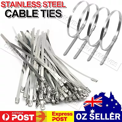 Stainless Steel Cable Ties Zip Strap Locking Wrap 150-300mm SS304 Grade VIC • $9.98