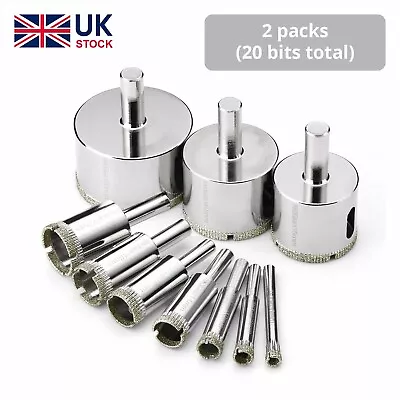 2-Pack Tacklife Diamond Drill Bits - Hole Saw Kit For Glass Tile Marble & More • £12.99