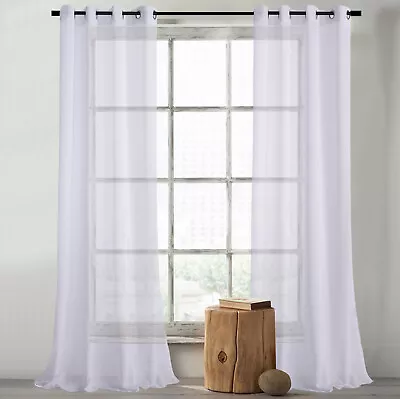 A Pair/piece Of Cotton Muslin Look Easy Care Sheer Curtain With Ring Top  • £17.50