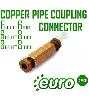 Copper Pipe Coupling 6mm-6mm 6mm-8mm 8mm-8mm Connectors COMPRESSION Fitting • £8.99