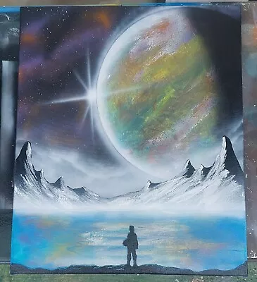 Space Spray Paint Art Original 18X24 On Canvas  Stranded  • $80