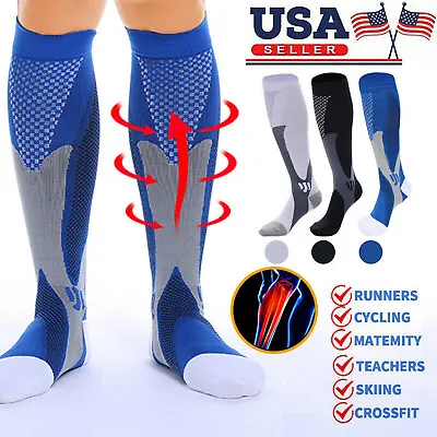 Men Women Compression Socks Knee High Stockings 20-30mmHg Support Miracle Calf  • $6.94