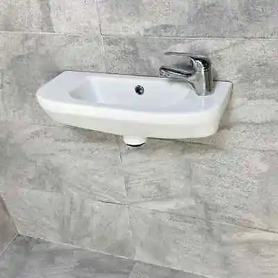 Ex-Bathstore Via Slender Wall Hung Basin Sink Cloakroom Ceramic With Tap Option • £29.99