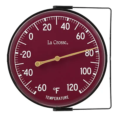 104-1512D La Crosse 5.5  Indoor/Outdoor Dial Thermometer With Bracket - Berry • $12.95