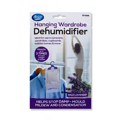 Hanging Wardrobe Dehumidifier Bags Stops Damp Mould Absorb Moisture Lavender • £3.45
