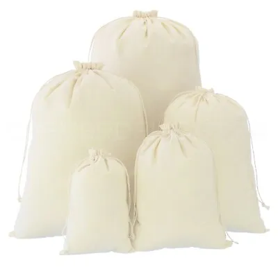 Cotton Drawstring Bags - Premium 100% Cotton Muslin Sacks - 8x12 To 22x32 Inch • $6.99