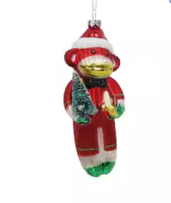 Retro Sock Monkey Ornament Glass 5 Inch • $19.99