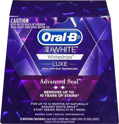 $26.90 • Buy Oral-B 3D White Luxe Advance Seal Whitestrips, 14 Teeth Whitening Treatments