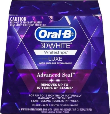 $26.90 • Buy Oral-B 3D White Luxe Advance Seal Whitestrips, 14 Teeth Whitening Treatments