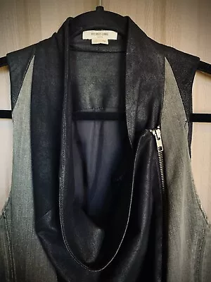 VTG Helmut Lang Black Grey Denim Lamb Skin Vest Asymmetric M Goth Rocker US Made • $72