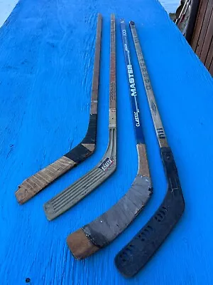 Vintage Lot Of 4 Wooden Hockey Sticks WELDWOOD MASTER TORSPO • $49.99