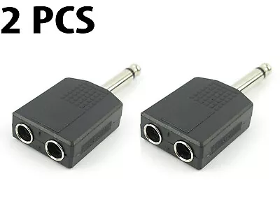 New 2x Mono 6.35mm 1/4  Splitter 1 Male Plug To 2 Female Jack Audio Y Adapter • $6.85