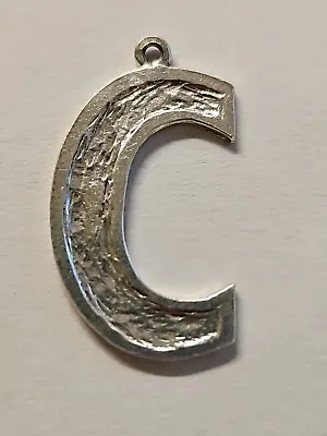 Block Letter C Initial Solid Sterling 925 Silver Charm Fashion Pendant VINTAGE • $12.99