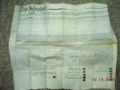 1850 Antique VELLUM DEED Norris Brothers Phila Pa John L FRICK Grocer 23 X19  • $68.95