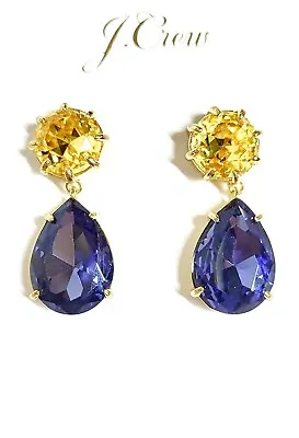 J.Crew Crystal Teardrop Earrings Purple Lisianthus Gold Plated Brass BN306 NWT • $34