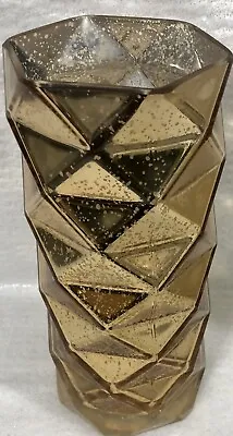 Beautiful Mercury Glass Look  Prism Vase 9.5  Tall 4.5” Wide Geometric Eclectic • $18