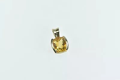 14K Faceted Cushion Citrine Vintage Statement Pendant Yellow Gold *26 • $149.95