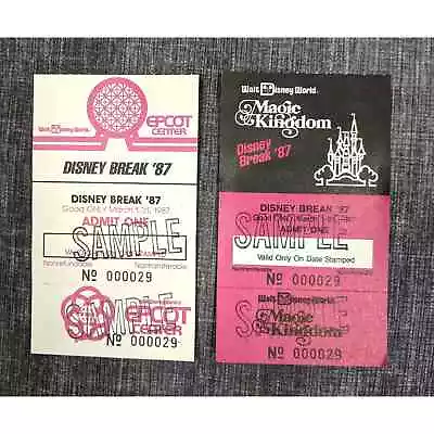 Disneyana - Vintage 1987 Disney Break Walt Disney World Epcot Sample Tickets • $19.95