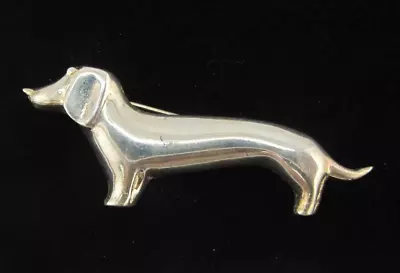 Vintage Dachshund Wiener Dog Brooch Pin Possibly Silver Or Plate • $16.99