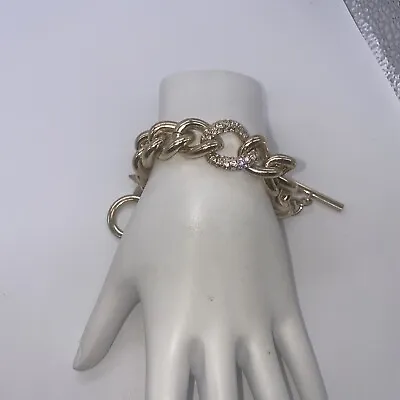Victoria Secret Gold Tone Chain Bracelet 7.5  Rhinestones Angel Wings Charm NWT • $10