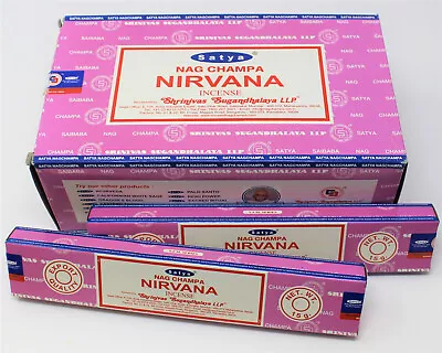 Satya Nag Champa NIRVANA Incense Sticks: Choose 15 30 45 90 Or 180 Gm • $4.90