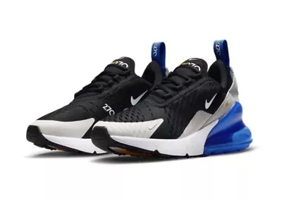 Nike Air Max 270 Kids GS Size US 5Y (6.5W) Black Royal Blue Shoes Sneakers NEW ✅ • $160