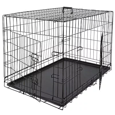 30''36''42'' Dog Crate Folding Metal Wire Dog Kennel Cage W/Tray Black • $45.58