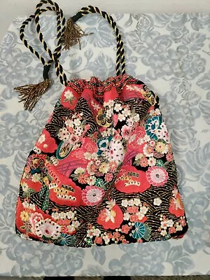 New Gorgeous ZARA Hand Embroidery Textile Hand Bag With Tassels Made In India  • $28.55