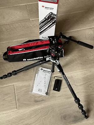 Manfrotto Befree Live 4-Section Al Travel Video Tripod W/Fluid HeadBlack/Silver • $179