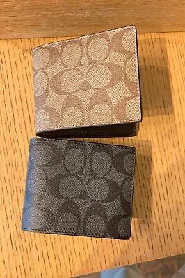 NWT Coach MEN'S Id Billfold Wallet In Signature Canvas • $75