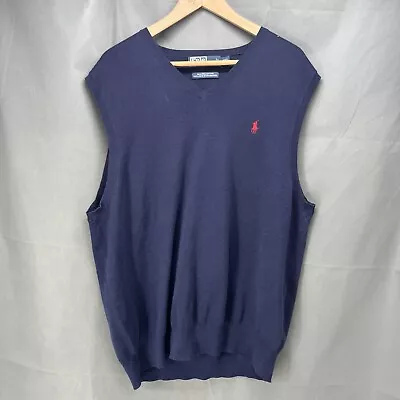 Polo Sweater Vest Men's Size XXL Blue Red Pony Classic Preppy Stylish • $18.99