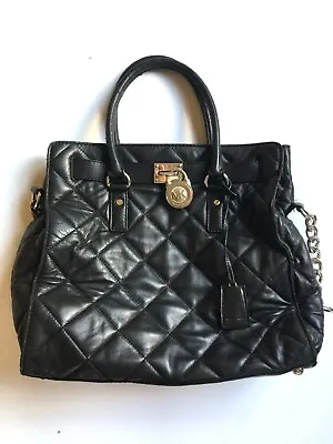 Authentic Michael Kors Hamilton Quilted Black Leather Large Bag A1008 • $64.99