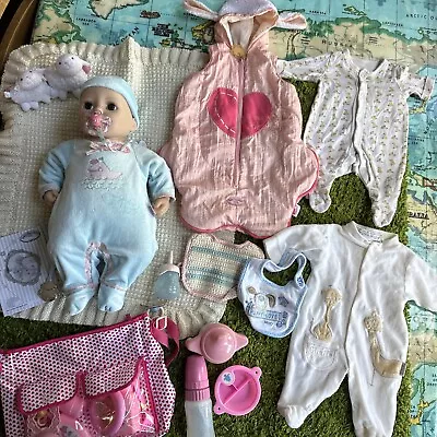 Baby Annabell Doll & Clothes Bottles Dummy Blanket Clothes Bundle Baby Doll Cry • £10.50