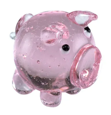 Hand Blown Art Glass Miniature Pink Marble Pig Figurine 1  High • $6.99
