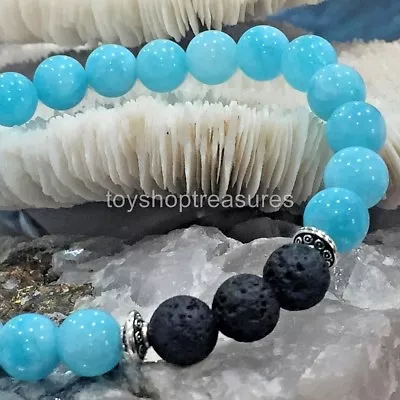 $14.95 • Buy Aromatherapy Diffuser Essential Oil Lava Bracelet Amazonite Blue Jade Bead