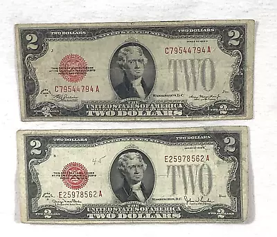 1928 D & 1928 G TWO DOLLAR UNITED STATES NOTES. Circulated • $22.22