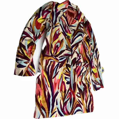 $106.25 • Buy MISSONI Target Striped Colorful Trench Coat Duster Purple Button Women's Small