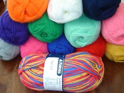 Job Lot Bundle Of   DK Knitting Yarns Ranbow  Bright Colours  13 X 100g • £15.33