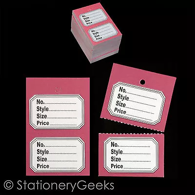 £1.99 • Buy 100 Pink Clothes Garment Tickets Perforated Clothing Price Stock Tags Tagging